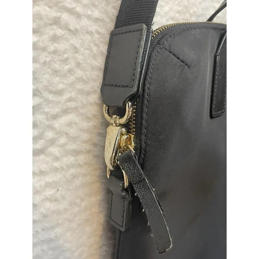 Kate Spade New York Laptop Tote Bag Womens Black Nylon Leather Trim Crossbody